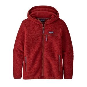 Red Patagonia Retro Pile Fleece Hoodie Jacket